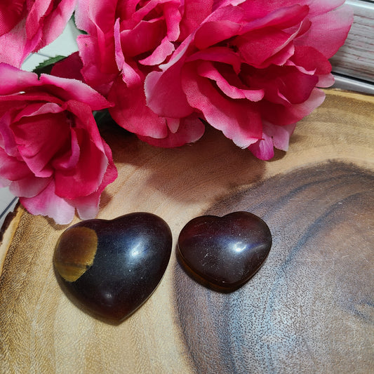 Carved Ancient Amber Hearts