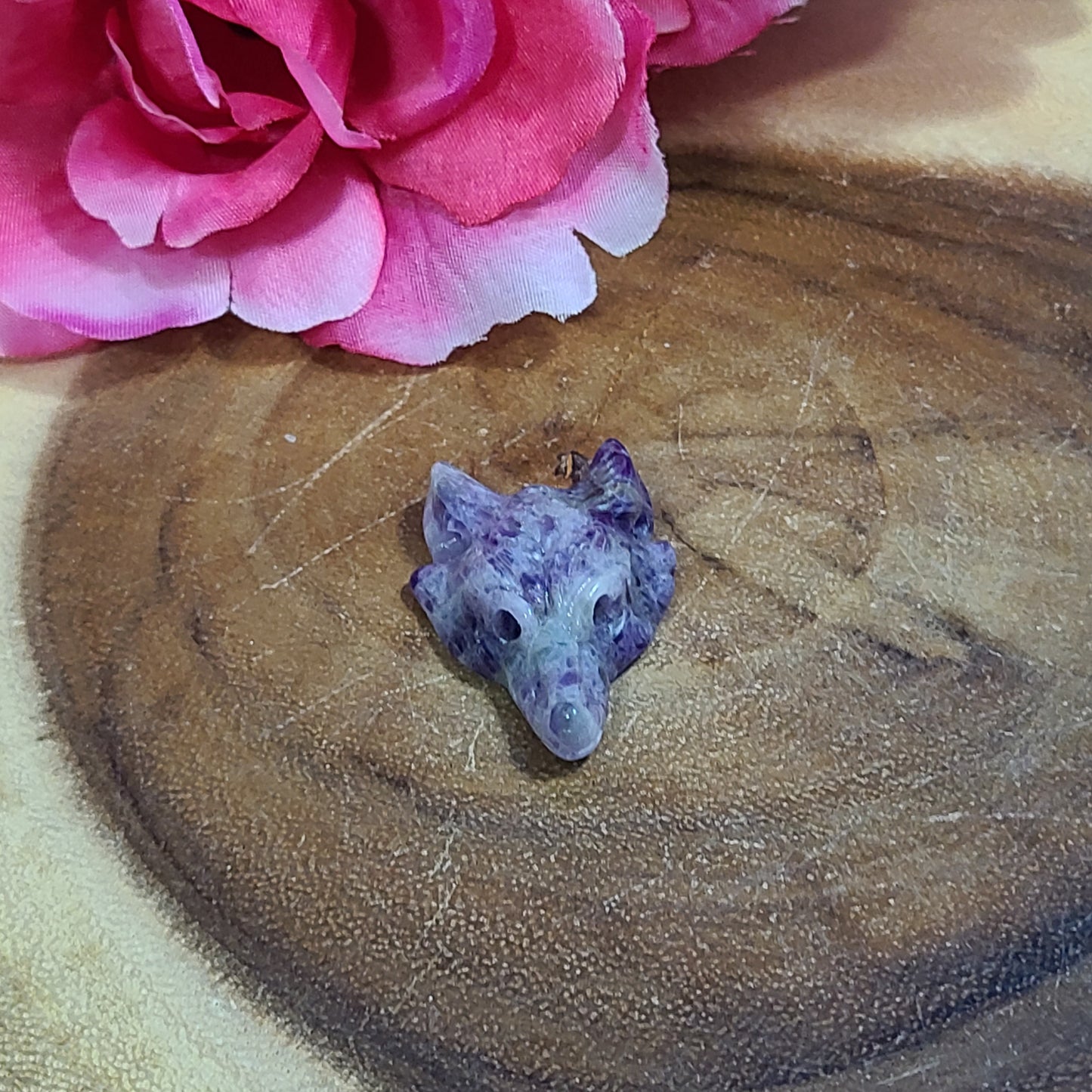 Carved Gemstone Wolf Heads