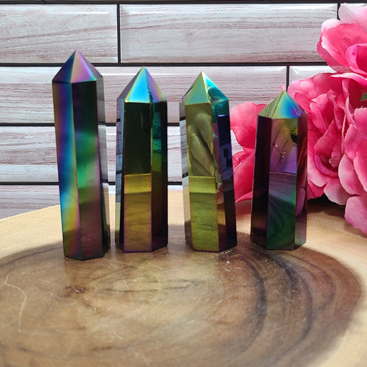 Titanium Rainbow Aura Quartz Tower