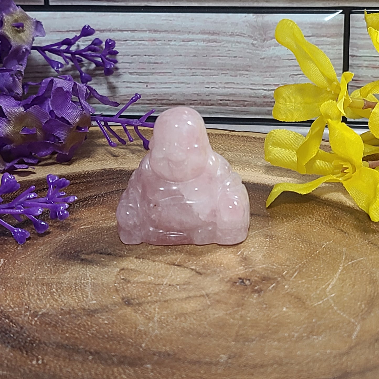 Laughing Buddha - Carved Rose Quartz