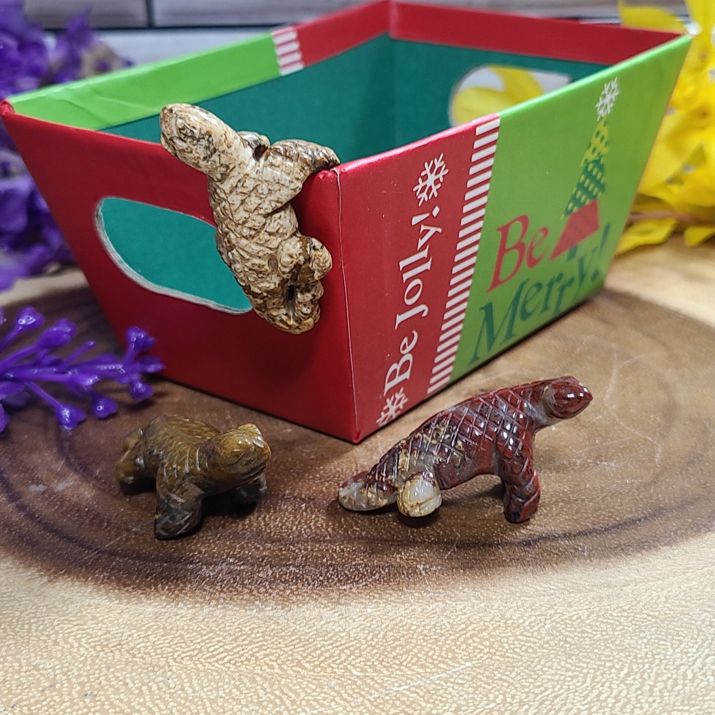 Hand-carved Gemstone Climbing Lizards