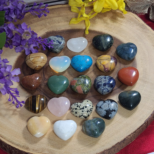 Assorted Carved Gemstone Puffy Hearts