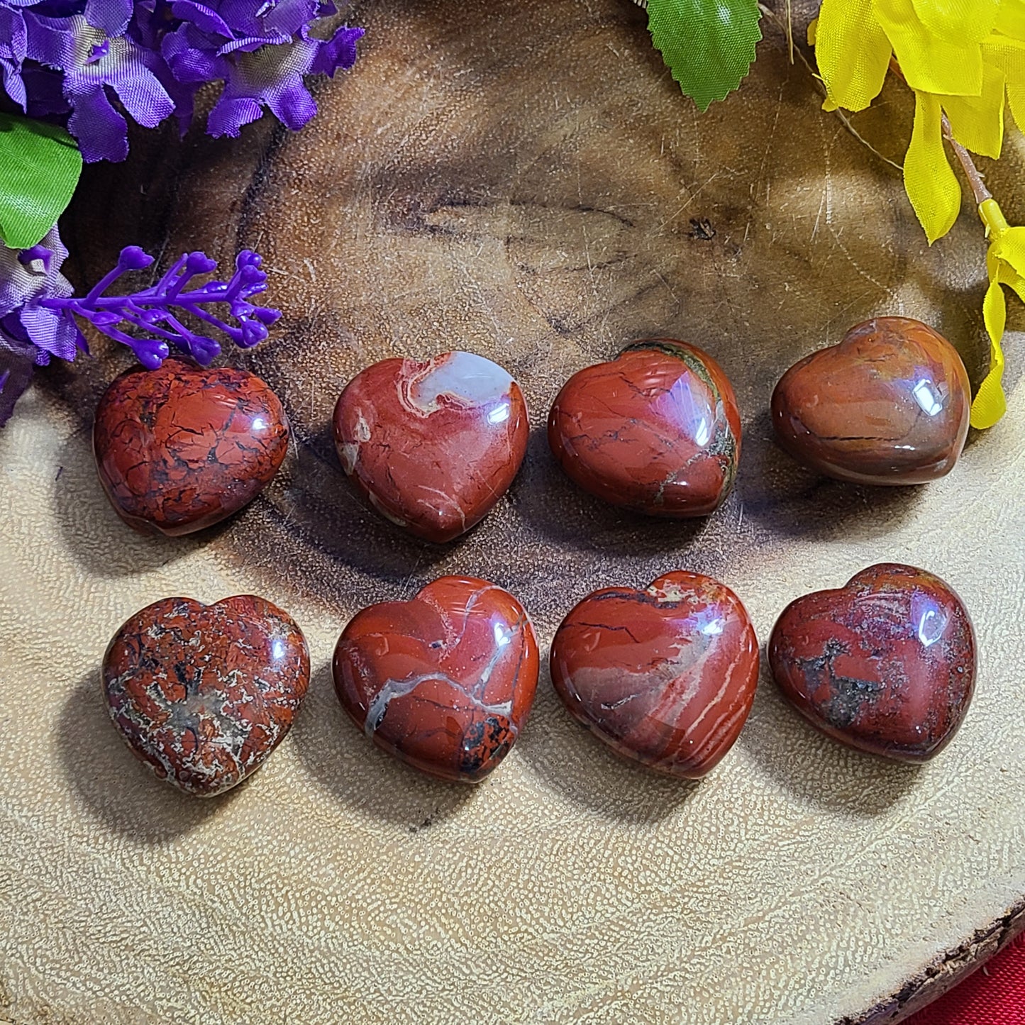 Assorted Carved Gemstone Puffy Hearts