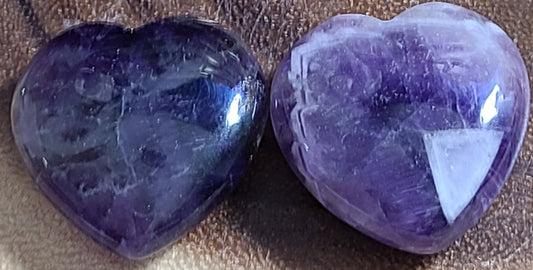 Carved Brazilian Amethyst Hearts - AA Grade