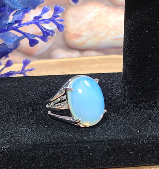 925 Silver Adjustable Opalite Rings - Ease Your Burdens