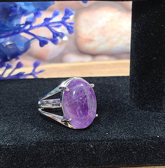 925 Sterling Silver Adjustable Amethyst Rings - For Healing and Protection