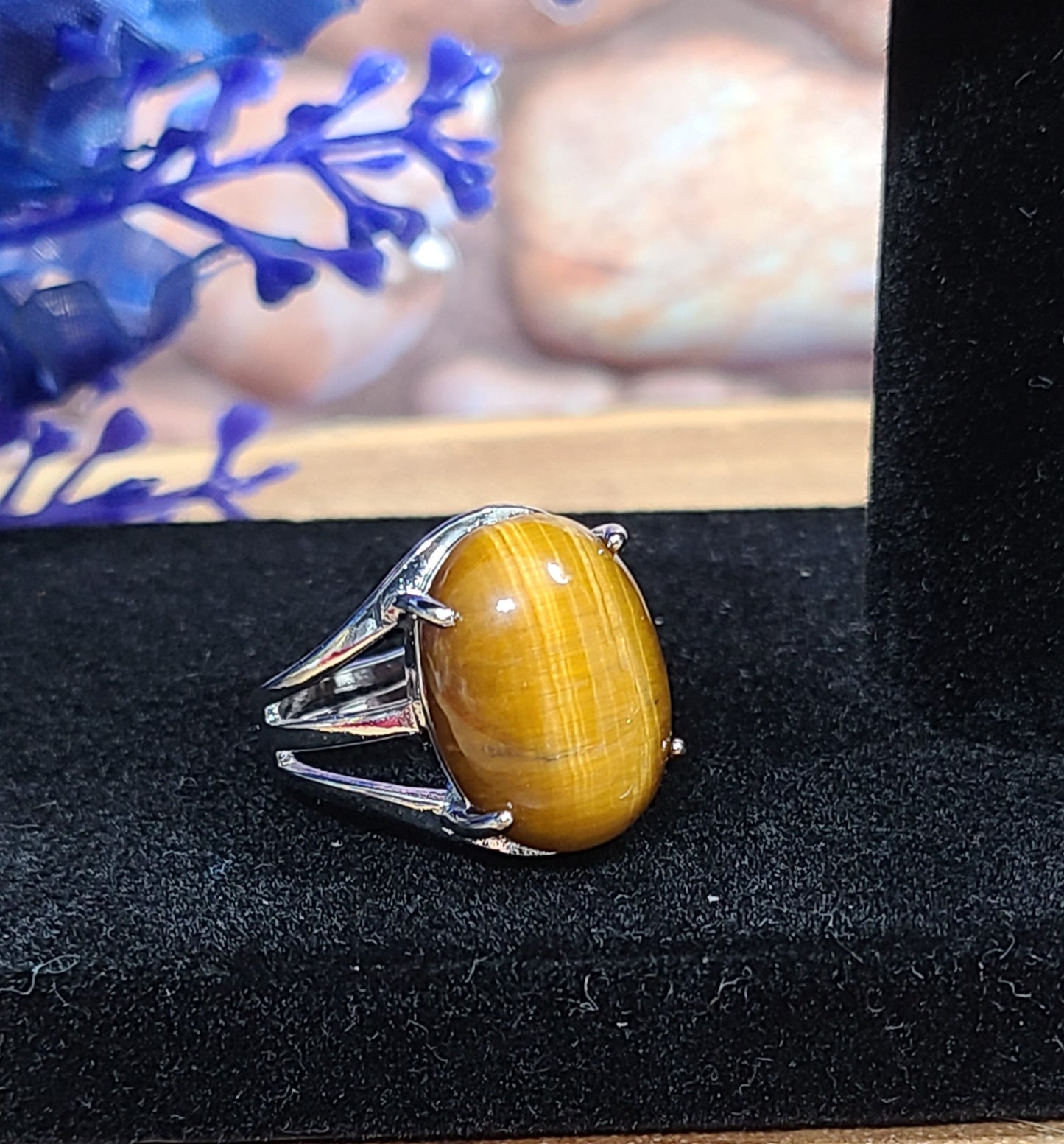 925 Sterling Silver Adjustable Tiger Eye Rings - For Manifestation and Motivation