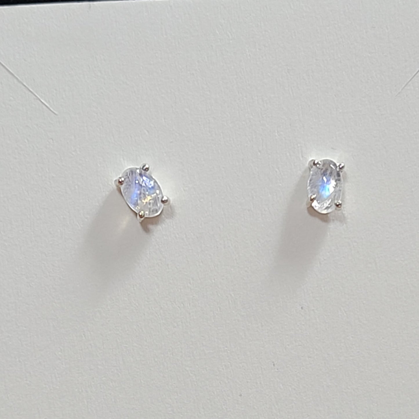 Rainbow Moonstone / 925 Sterling Silver Stud Earrings