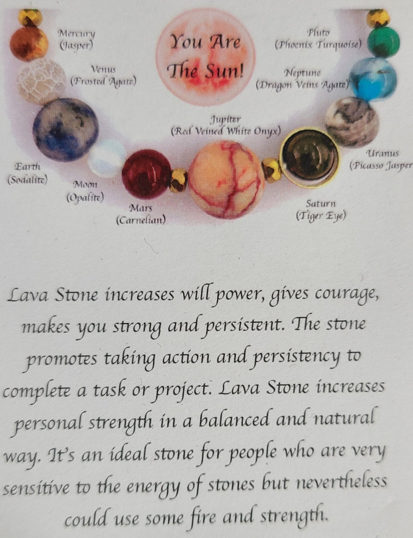 Solar System Lava Necklace with Corresponding Gemstone Planets