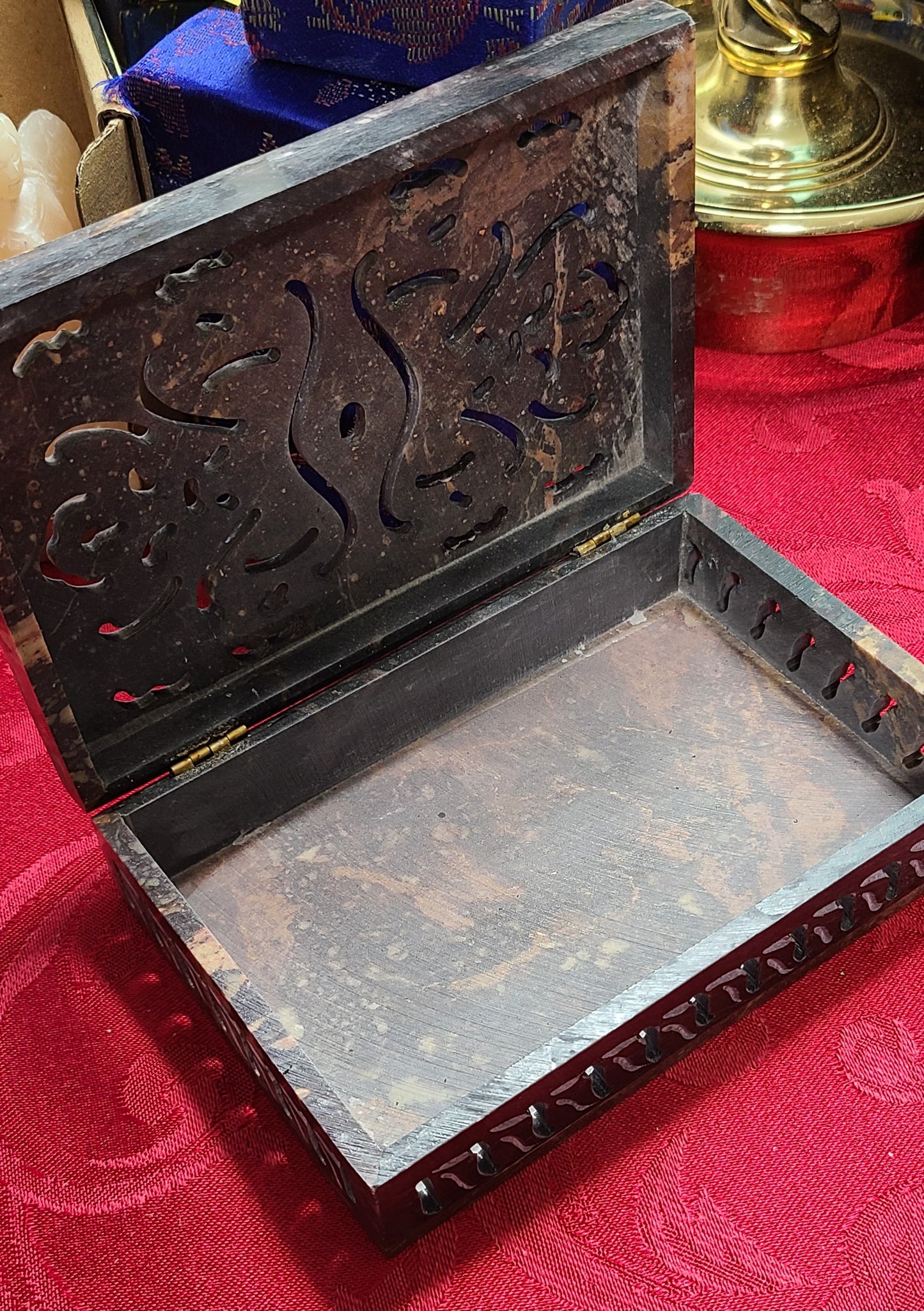 Carved Peruvian Soapstone Scrollwork Box