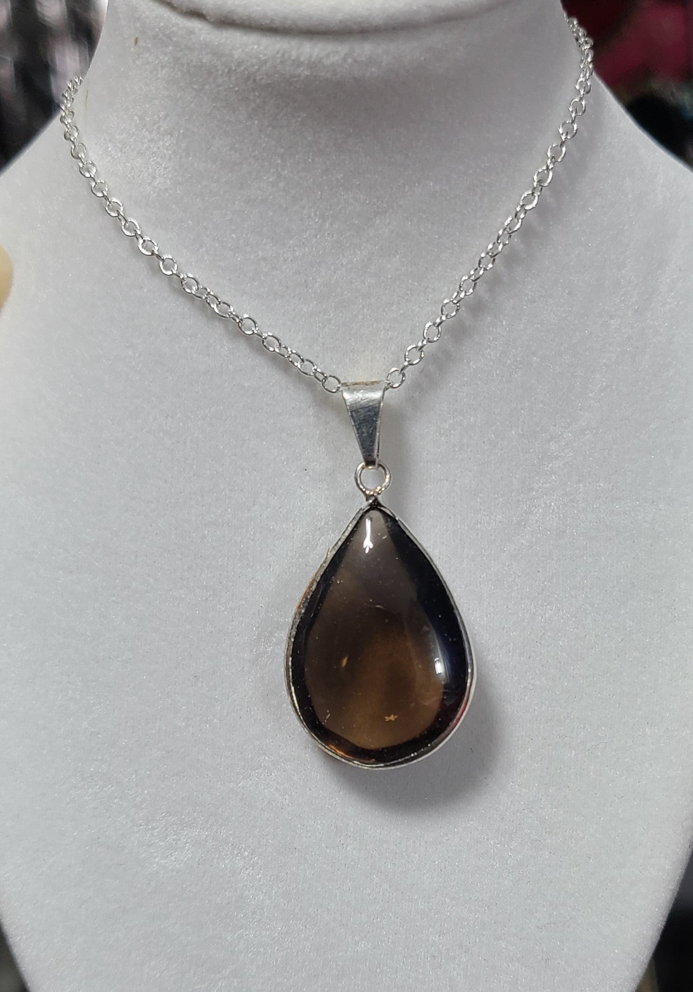 925 Sterling Silver Smoky Quartz Pendant Necklaces