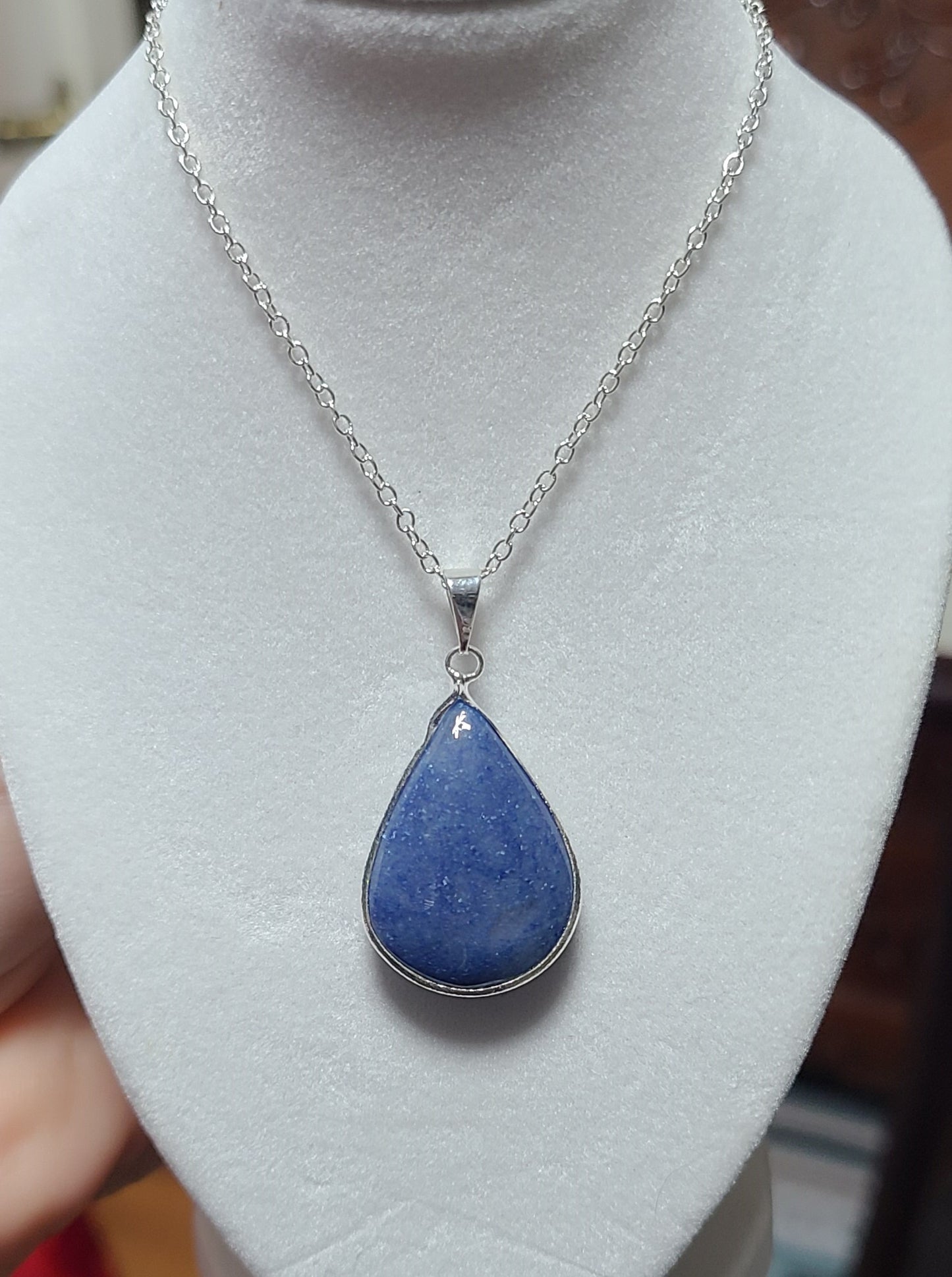 925 Sterling Silver Rare Blue Quartz Pendant Necklaces