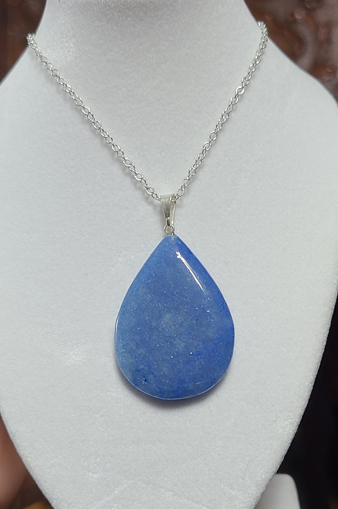 Rare Blue Quartz Pendant Necklace