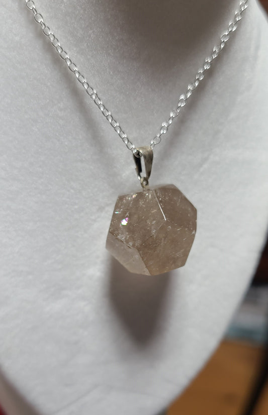 Gold Rutilated Quartz Dodecahedron Pendant Necklaces