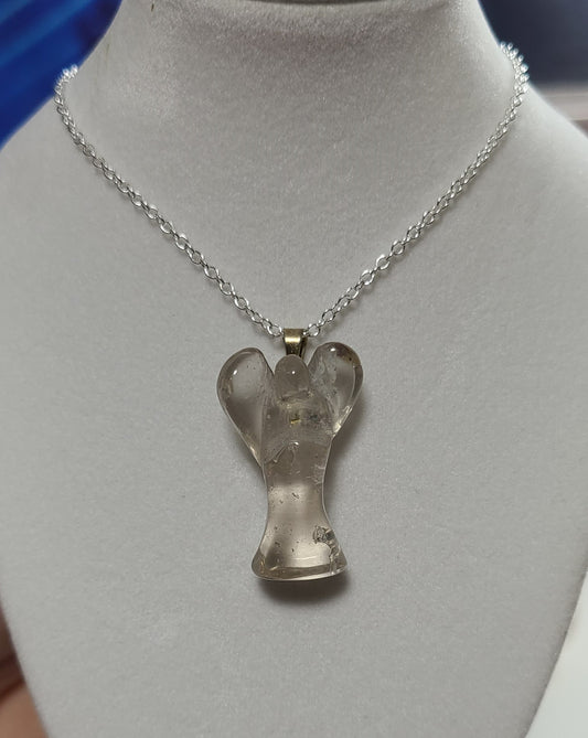 925 Sterling Silver Smoky Quartz Angel Pendant Necklaces