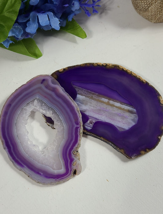 Bold & Beautiful Large Druzy Agate Slices - Purple, Blue, Green