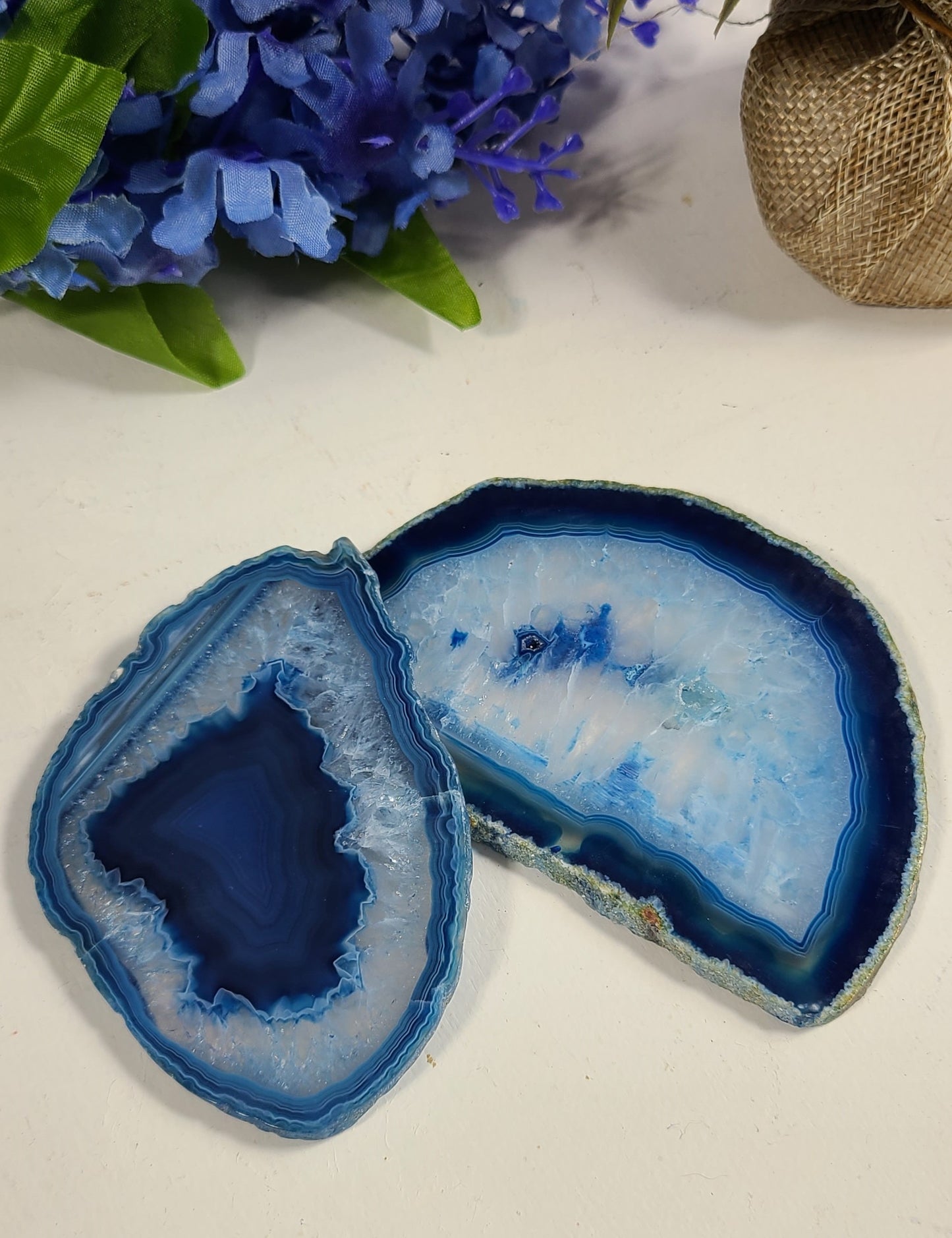 Bold & Beautiful Large Druzy Agate Slices - Purple, Blue, Green