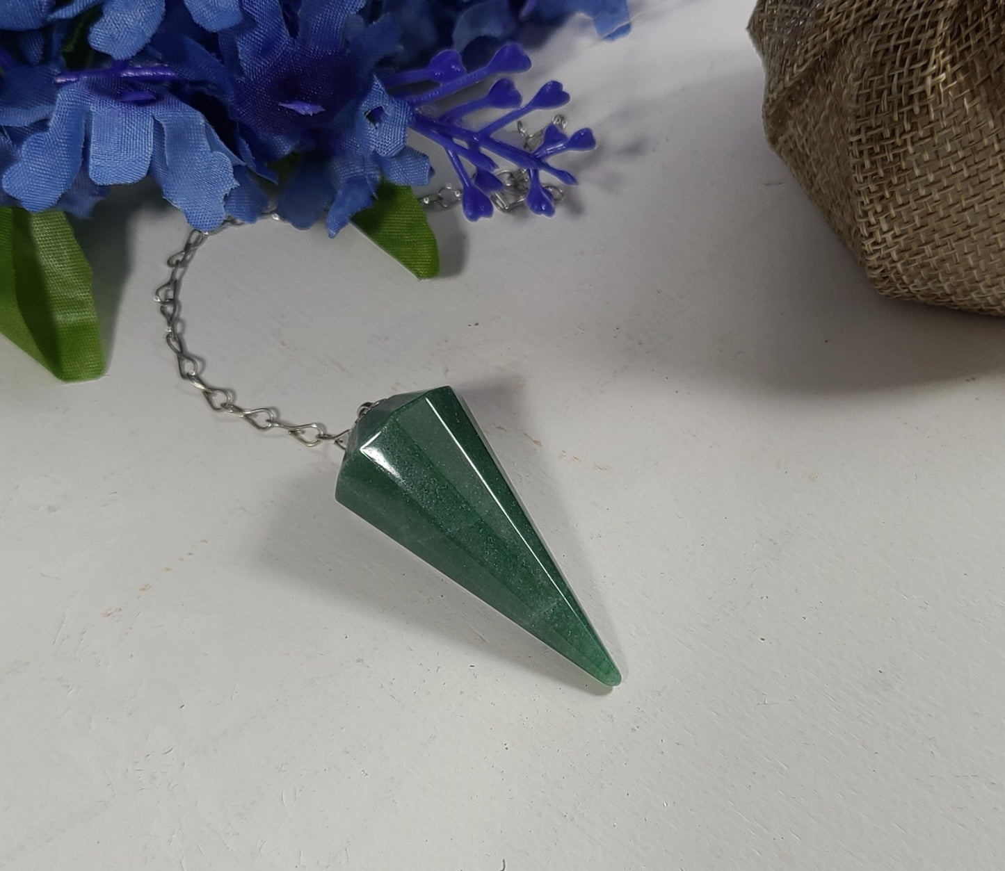 Faceted Rare Green Quartz Pendulums