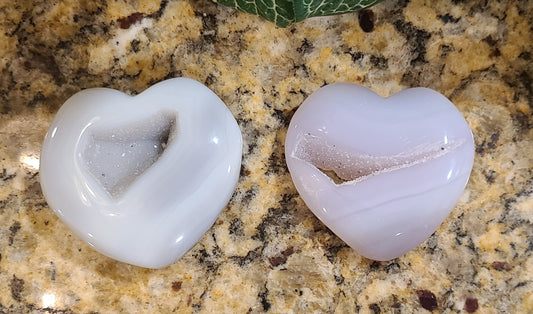 Carved Blue Lace Agate Hearts