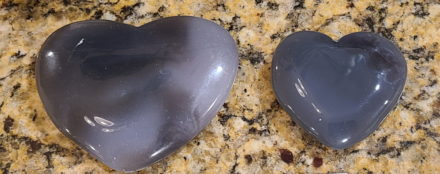 Carved Blue Lace Agate Hearts