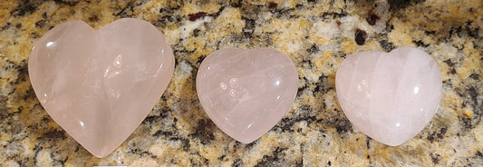 Carved Rose Quartz Hearts