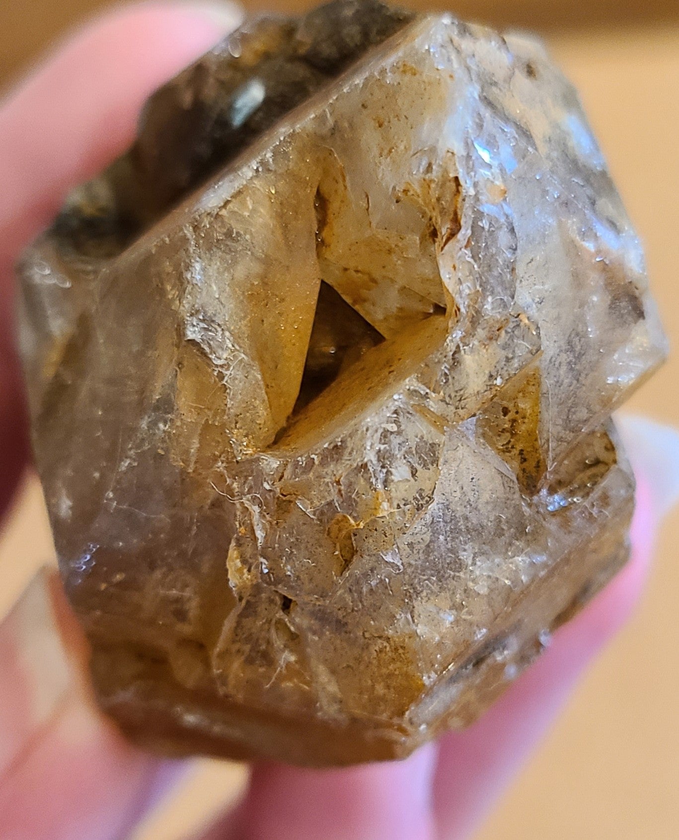 Extremely Rare Huge Herkimer Diamond with Pyramid Pocket