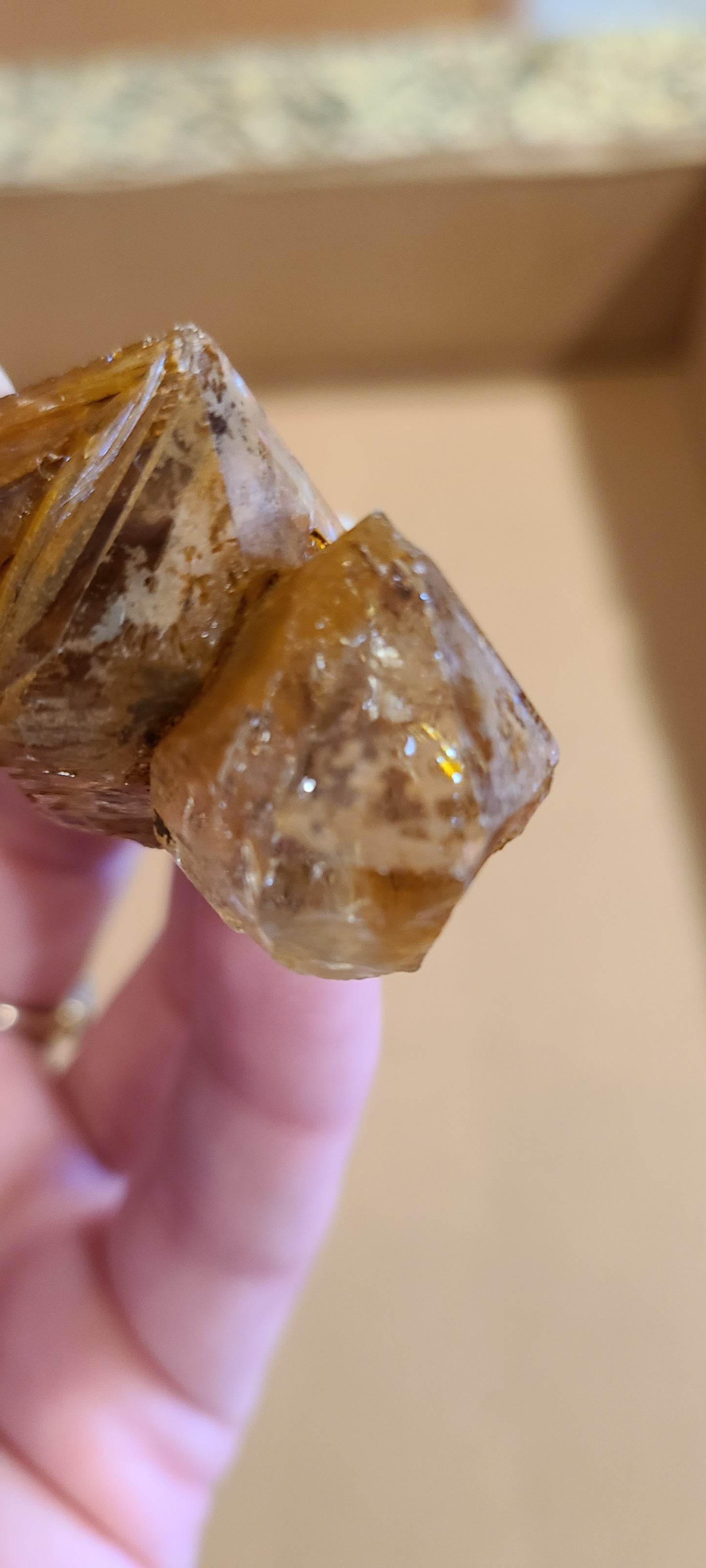 Rare Red Amphibole Double-Point Cluster with Inclusions