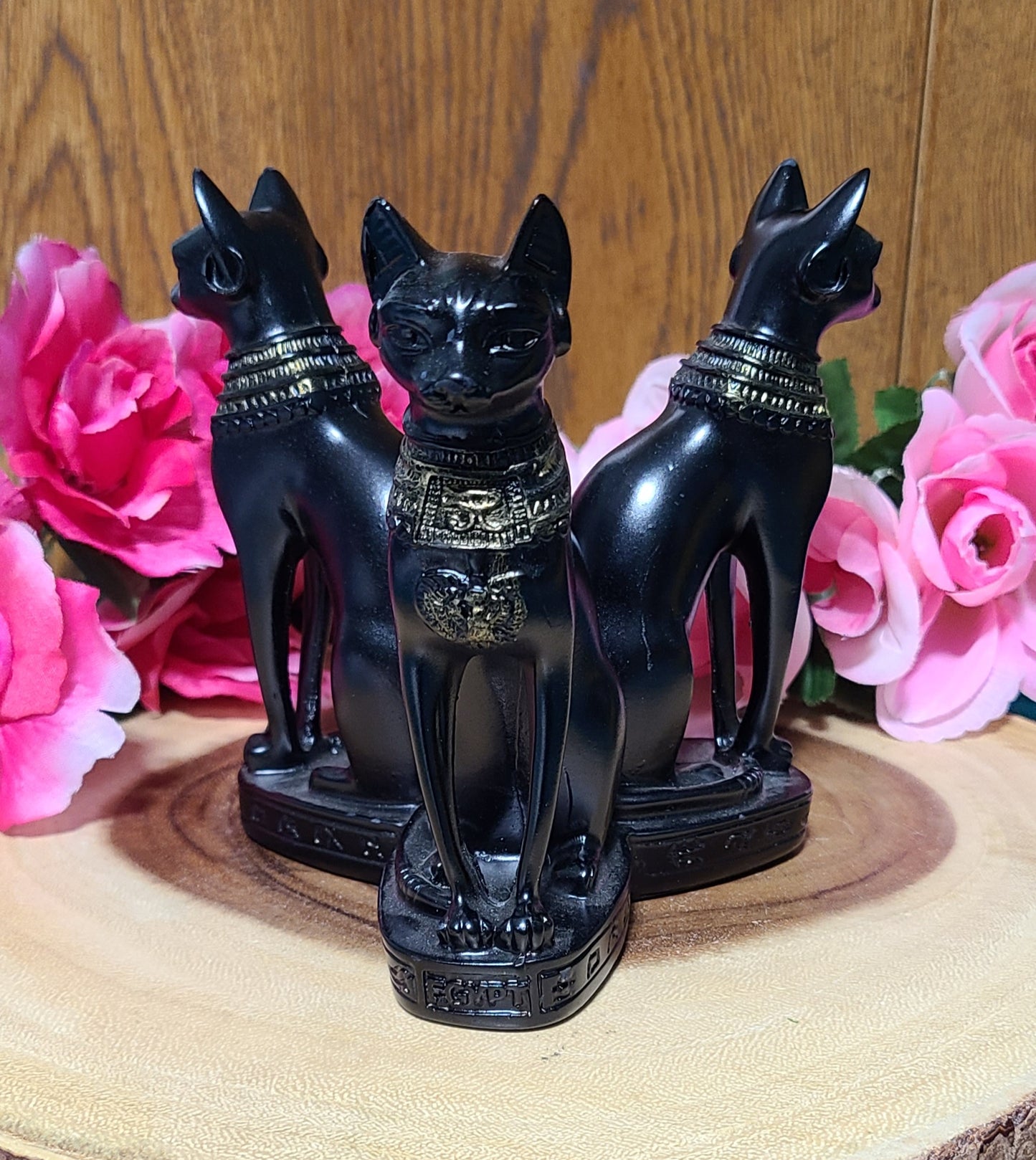 Carved Bastet Sphere Holders - Goddess of Protection - Choose Your Size!