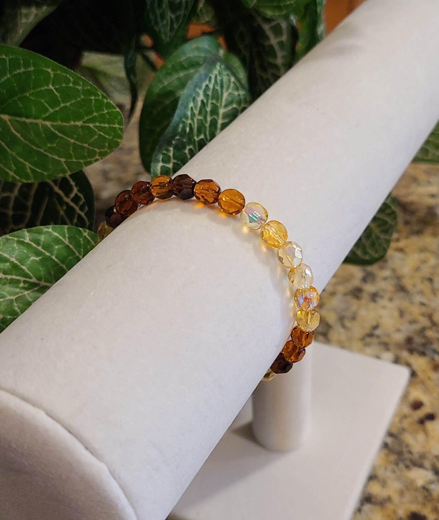 Faceted Amber Bead Stretchy Bracelets