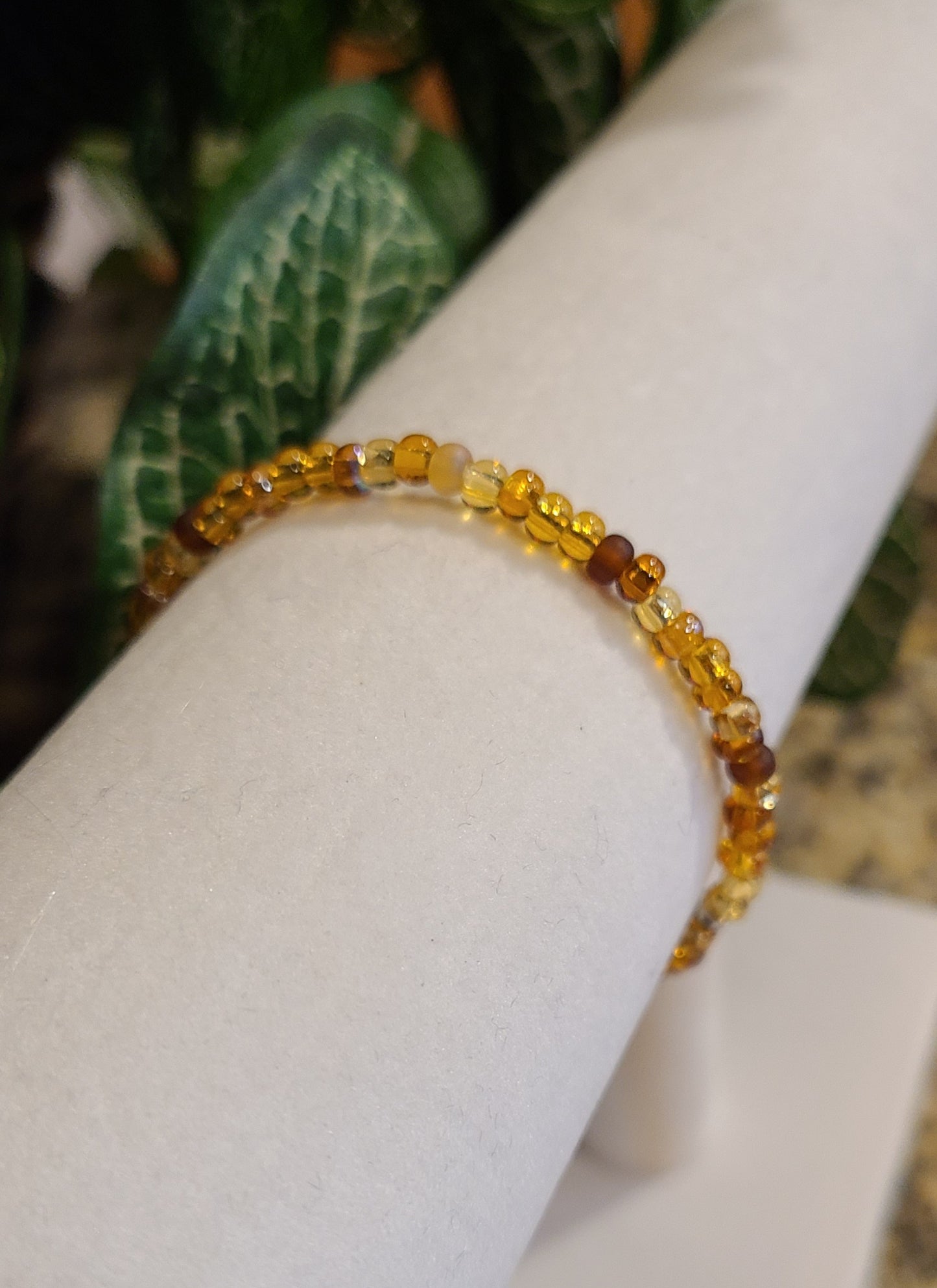 Faceted Amber Bead Stretchy Bracelets