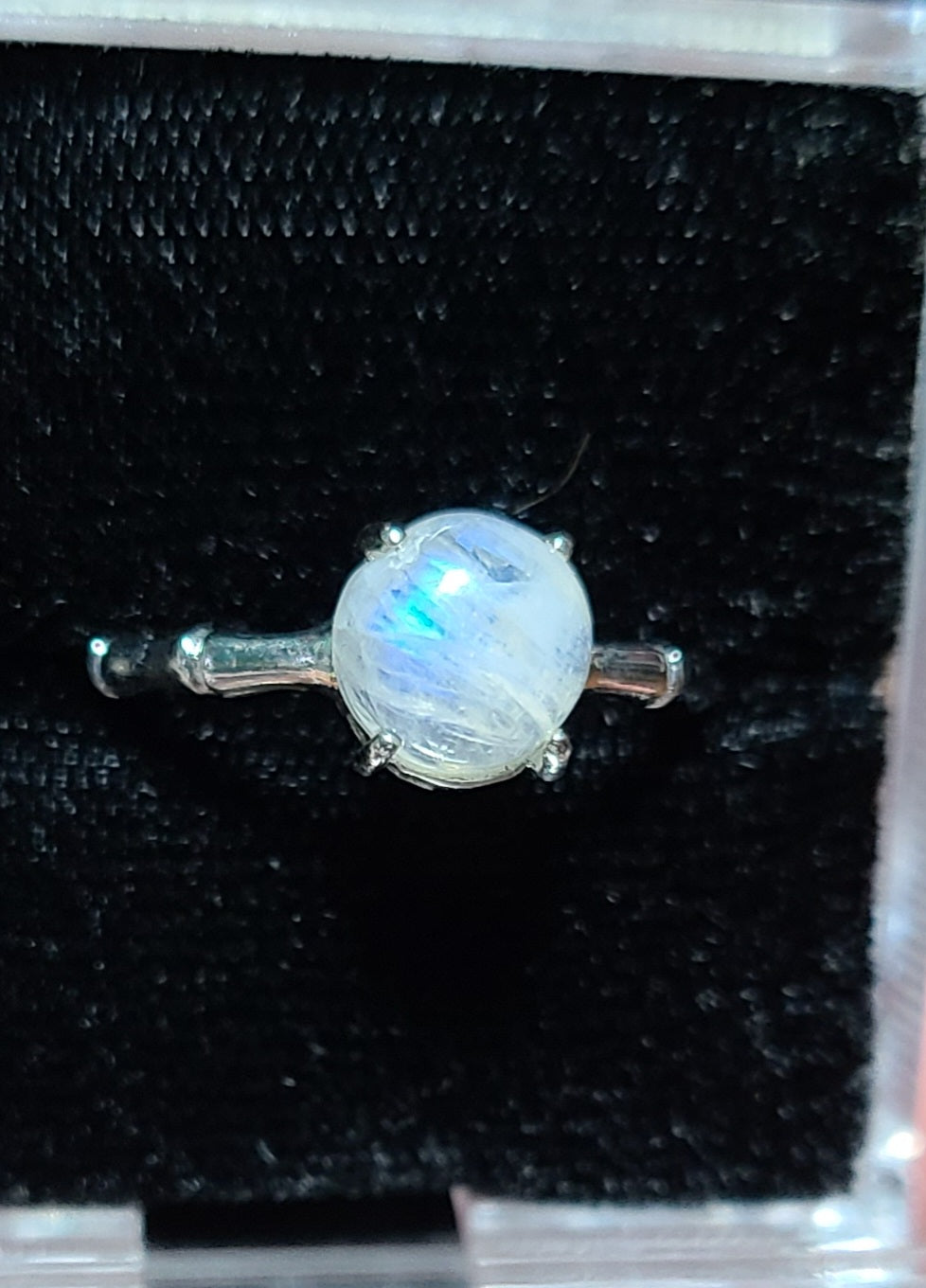 Flashy Rainbow Moonstone ~ 925 Sterling Silver Rings