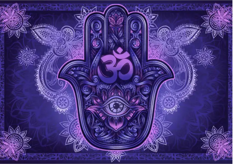 Purple Hamsa Tapestry