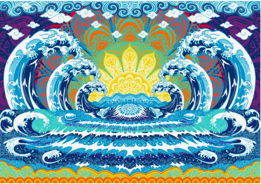 3-D Wave Mandala Tapestry / 3-D Glasses Included!