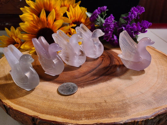 Hand-carved Fluorite Swans