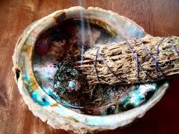 Abalone Smudge Bowl with Wooden Stand